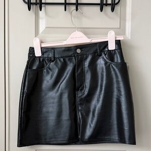Black Faux Leather Mini Skirt